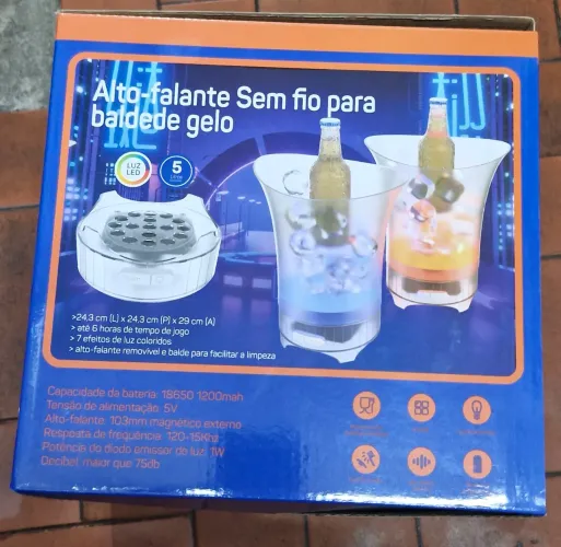 Balde de gelo com som e led