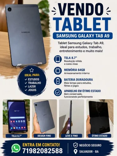 Vende se esse Tablet Samsung A9+