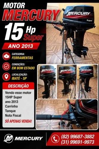 Motor Mercury 15Hp super ano 2013