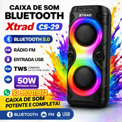 Som Potente e Visual Incrível: Caixa de Som Xtrad CS-29