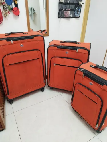 Kit 3 Malas De Viagem American Tourister (Samsonite) Laranja - P, M e G (Rodas 360°)