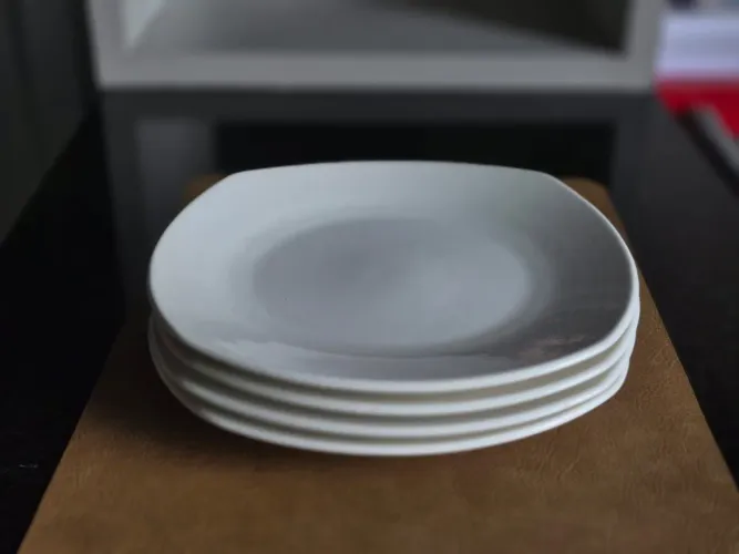 Conjunto 4 Pratos Quadrados - Branco Fosco