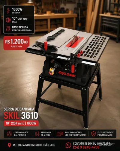 Serra de Bancada Skil 3610 1600W 10" com Base