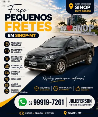 Fretes com Saveiro Cabine Dupla - Sinop e Região