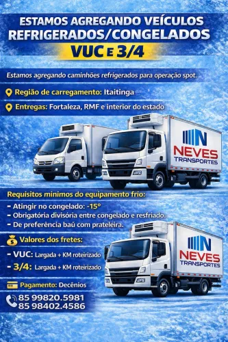 Estamos Agregando Caminhões VUC e 3/4
