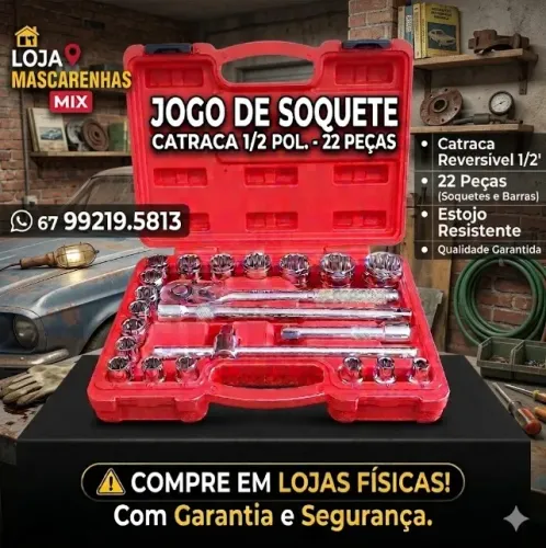 Jogo de soquete Catraca 1/2 Pol. 22 peças COD: 019