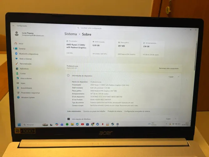 Notebook Acer muito bom