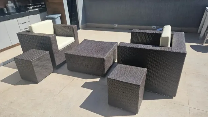 Conjunto de Varanda em Vime  