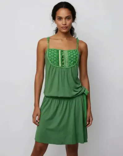 Vestido Verde Bordado - Maria Filó