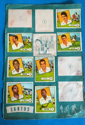 7 figurinhas Santos Página do Álbum Pé de Ouro 1962