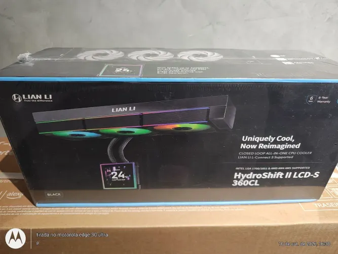 water cooler 360mm lian li hydroshift LCD 3.4 360mm ti uni fan preto