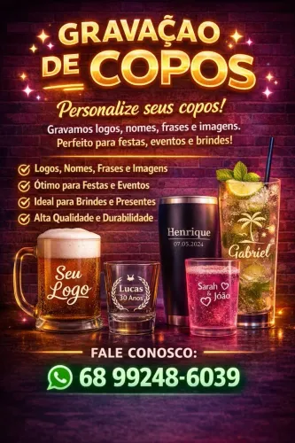 Gravação de copos a laser e personalizados dtf 