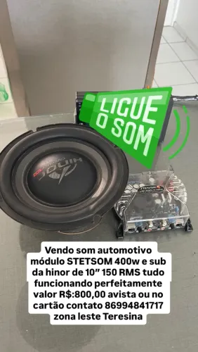 Som automotivo sub e módulo