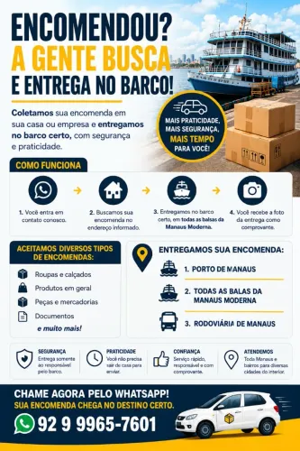 COLETA DE ENCOMENDAS E ENTREGA NOS PORTOS E TERMINAL RODOVIÁRIO EM MANAUS