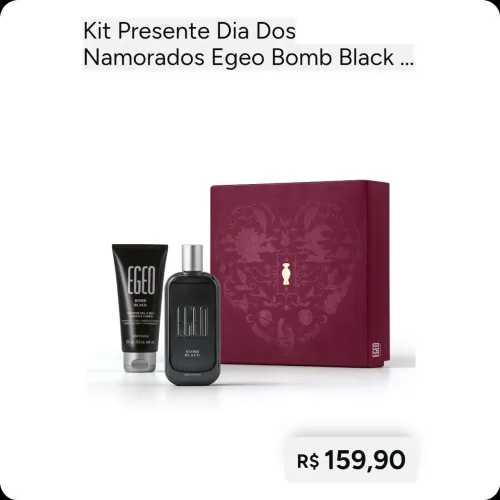 Kit perfume masculino o boticário bomb Black