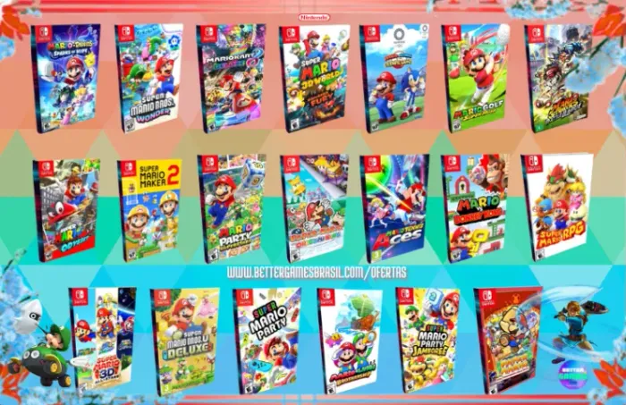Mario2 Maker Allstar 3 Wonder Odyssey Kart RPG Party Nintendo Pape Fury Tenis Strike Spark
