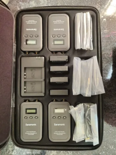 Sistema de microfone de lapela sem fio profissional, kit de transmissor e receptor
