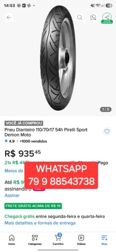 PNEU DIANTEIRO PIRELLI 110/70r17 54h Pirelli Sport Demon Moto CB300F TWISTER FAZER