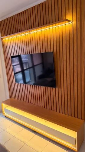 Rack Painel Para Tv Até 90 Polegadas Com Led 100% Mdf 228,8cmx217cm  