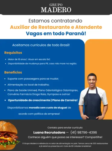 AUXILIAR DE RESTAURANTE | GRUPO MADERO