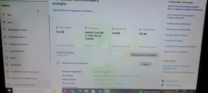 v meu Pc I7 de sétima geração/ 16 gigas de memória ram / 1T de HD