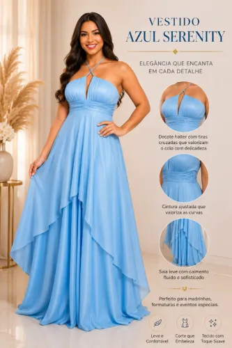Vestido azul serenity madrinha