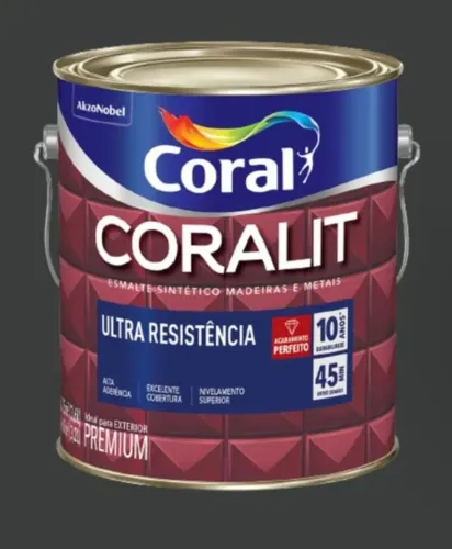 Tinta Esmalte sintético galão com 3.6 litros ,cor Preto brilhante.