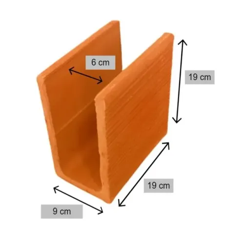 Tijolo Canaleta 9x19x19 cm - 3,30 / unidade
