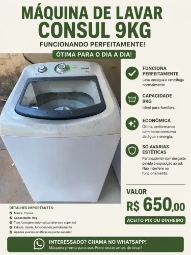 Máquina de Lavar Consul 9kg