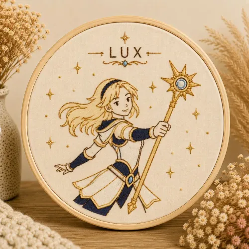 Quadro bordado Lux League em bastidor Of Legends Basic 20cm