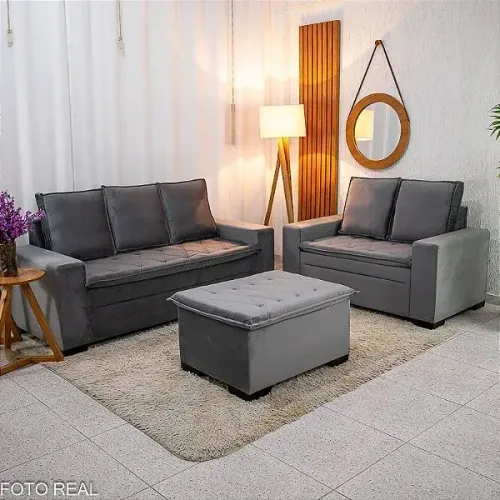 sofá 2x3 lugares frança c/puff- FRETE GRATIS / ENTREGA HOJE!!