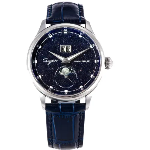 Relógio Masculino Sugess Moonphase Luxo Movimento Automático ST2528