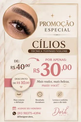 Unha postiça + extensão de cílios + sobrancelha ?
