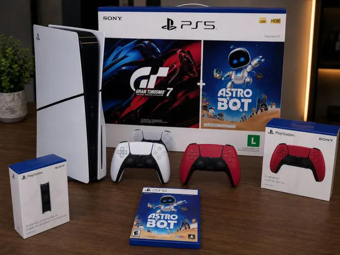 Ps5 slim mídia física 2 controles e base de carregar aceito troca