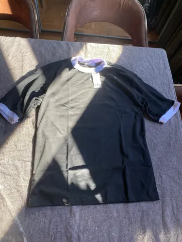 Camiseta Zara Oversized Ringer Preta e Branca Tam M Nova Com Etiqueta