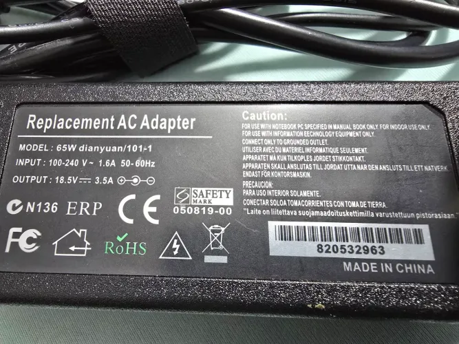 Carregador de Notebook 18.5 Volts