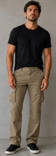 Calça Tática Bege tamanho 44, bonita, bem confortável, design moderno, atual. 