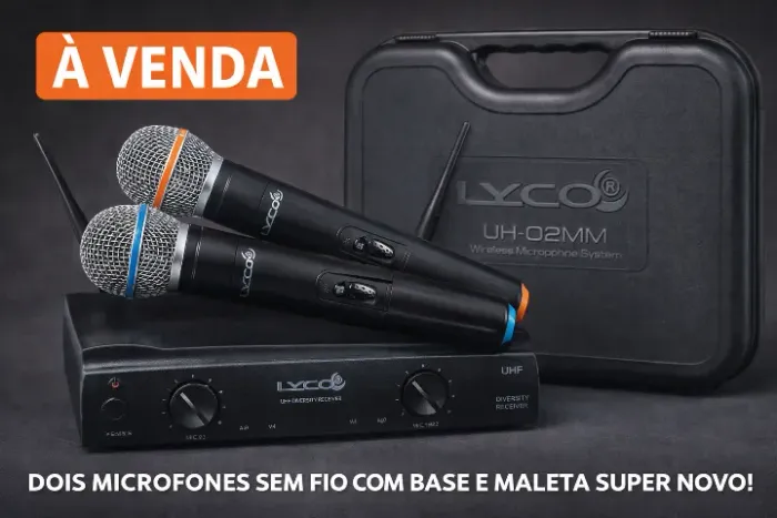Microfone Sem Fio Duplo Lyco UH-02MM + Base + Maleta |