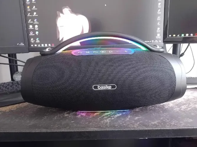 ? CAIXA DE SOM BASIKE BA-RAD179 BOOMBOX - 100W RMS COM RGB!