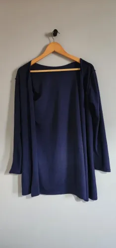 Cardigan Feminino Azul-Marinho Manga Longa