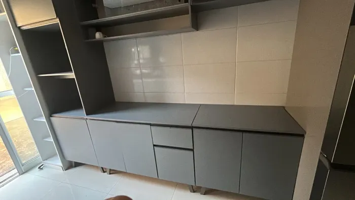 Armário de Cozinha Completo Madesa 260 cm - Cinza | Ótimo Estado