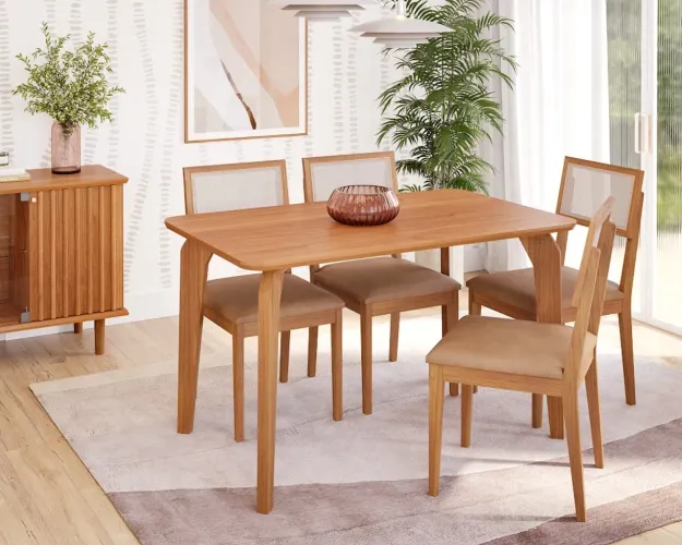Mesa Jantar 130m Jade + 4 Cadeiras Telinha t43