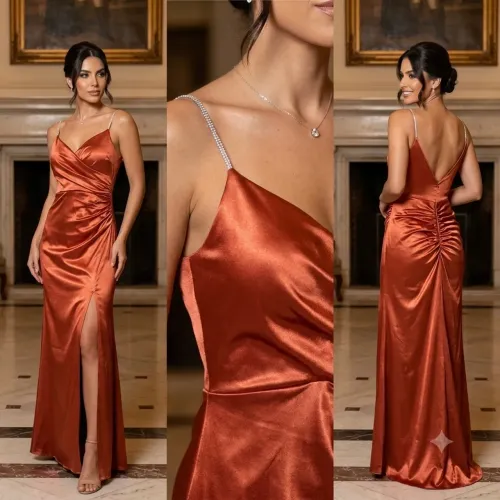 Vestido de Festa Terracota Elegante - Perfeito para Casamentos/Formaturas