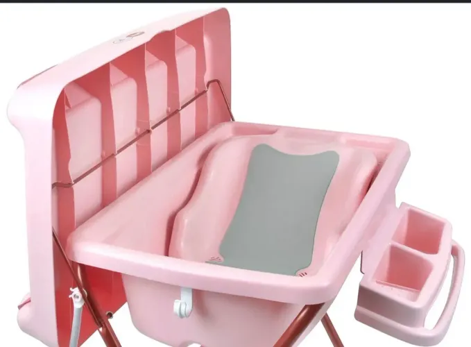 Banheira de Bebê Burigotto Millenia+ Mon Amour Trocador Rosa