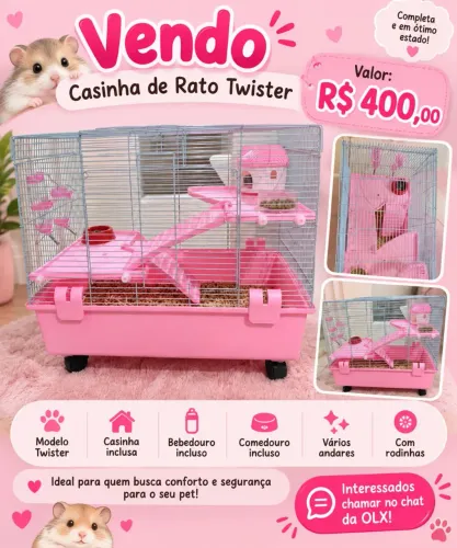 Gaiola Rato Twister Rosa 