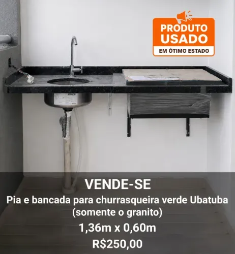 Pia e bancada para churrasqueira Verde Ubatuba  *somente o granito* 1,36m x 0,60m