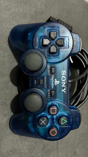 Controle PS2 Original - Azul Claro Transparente