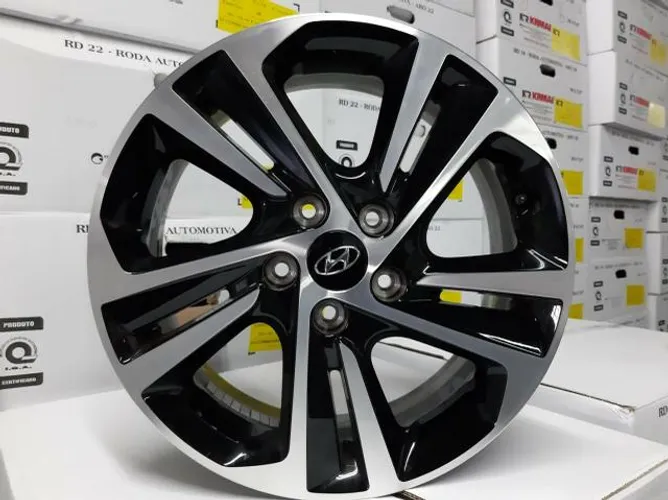 Roda aro 16 Hyundai New Creta PCD preta com diamantada krmai 5X114.3 jogo novo
