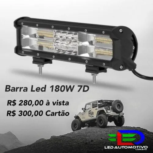 Barra de Led 180w 7D 12v e 24v