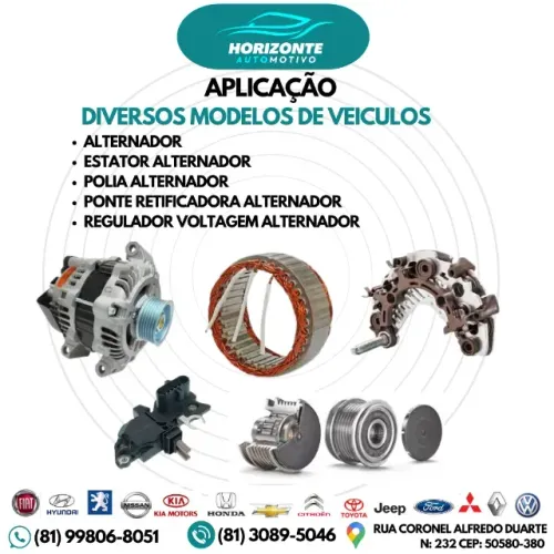 ALTERNADOR ESTATOR ALTERNADOR POLIA ALTERNADOR PONTE RETIFICADORA ALTERNADOR REGULADOR